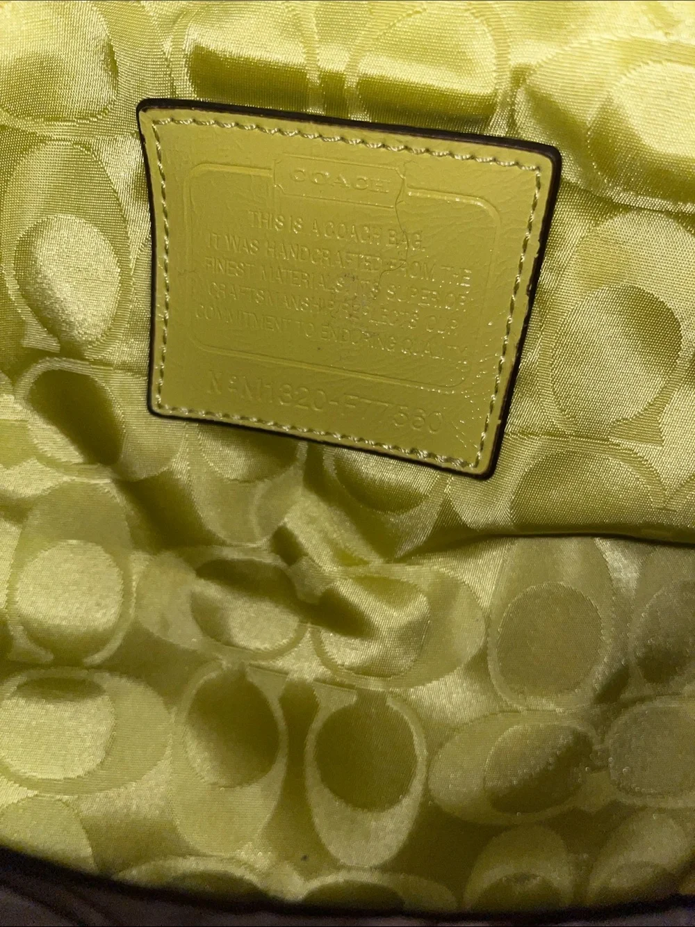 Coach Two-Tone Yellow and Ivory Signature Tote with Pink Hangtag - Picture 5 of 6